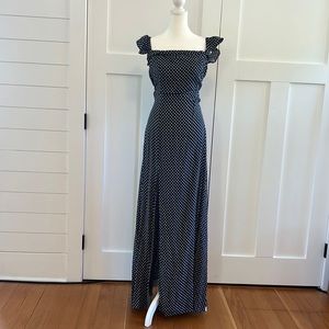 Navy Blue Polkadot Maxi